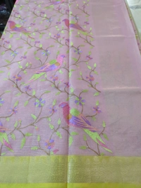 Silk Kota Allave Embroidery  - Pink