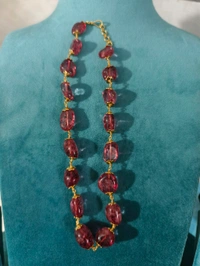 Glass Beads Chain With Earrings - pink, HD