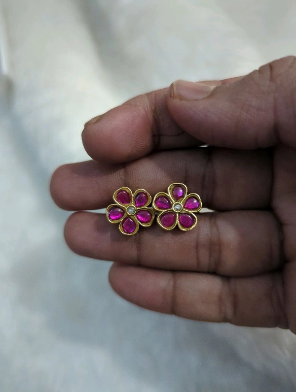 Jadua Kundan Studs - VZ, pink