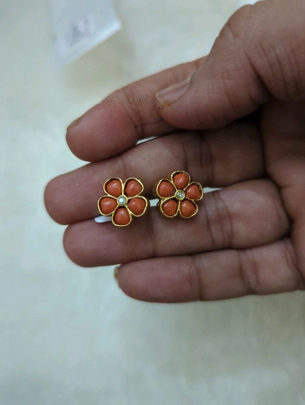 Jadua Kundan Studs - VZ, coral