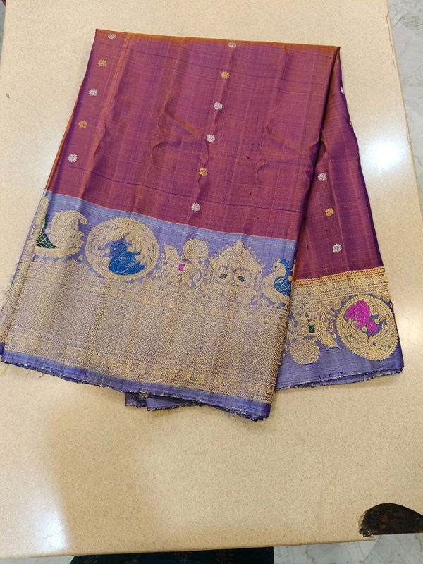 Pure Handloom Gadwal Pattu With Meenakari - Brick Red