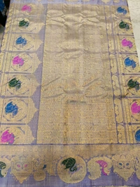 Pure Handloom Gadwal Pattu With Meenakari - Brick Red