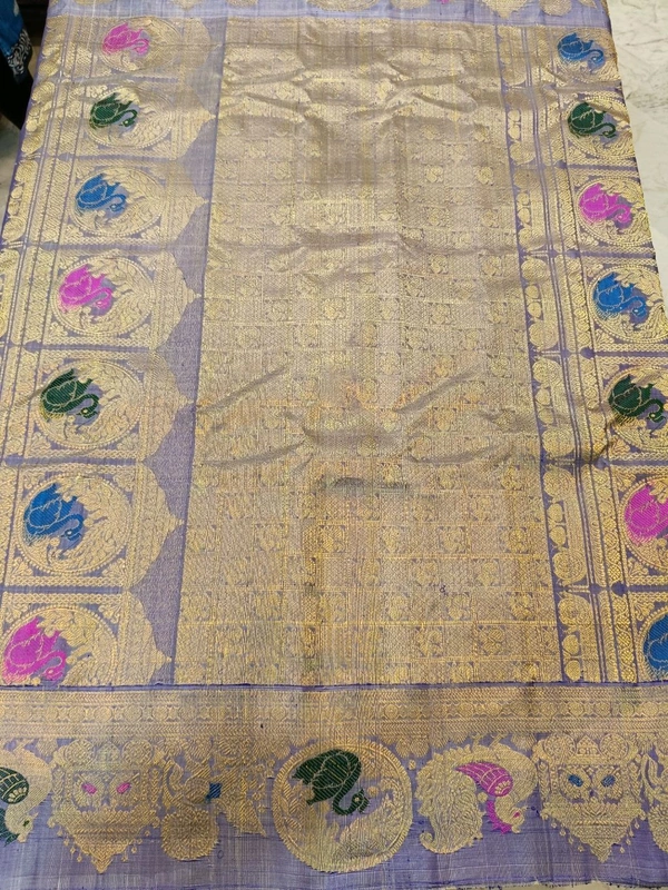 Pure Handloom Gadwal Pattu With Meenakari - Brick Red