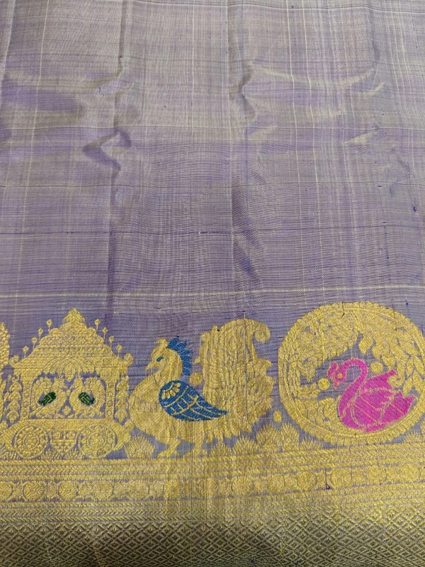 Pure Handloom Gadwal Pattu With Meenakari - Brick Red