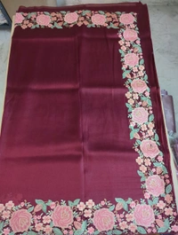 Designer Saree With Rich Embroidery  - Maroon