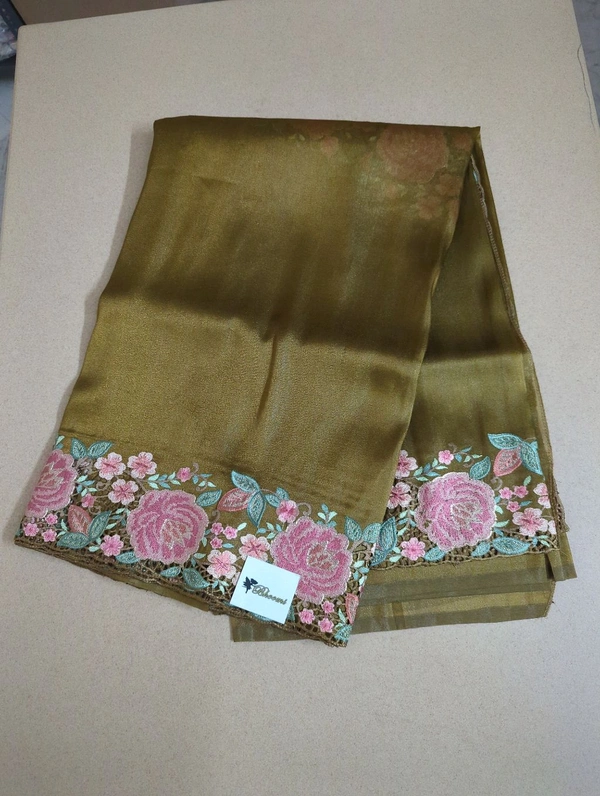 Designer Saree With Rich Embroidery  - Driftwood