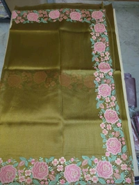 Designer Saree With Rich Embroidery  - Driftwood