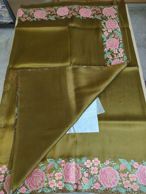 Designer Saree With Rich Embroidery  - Driftwood