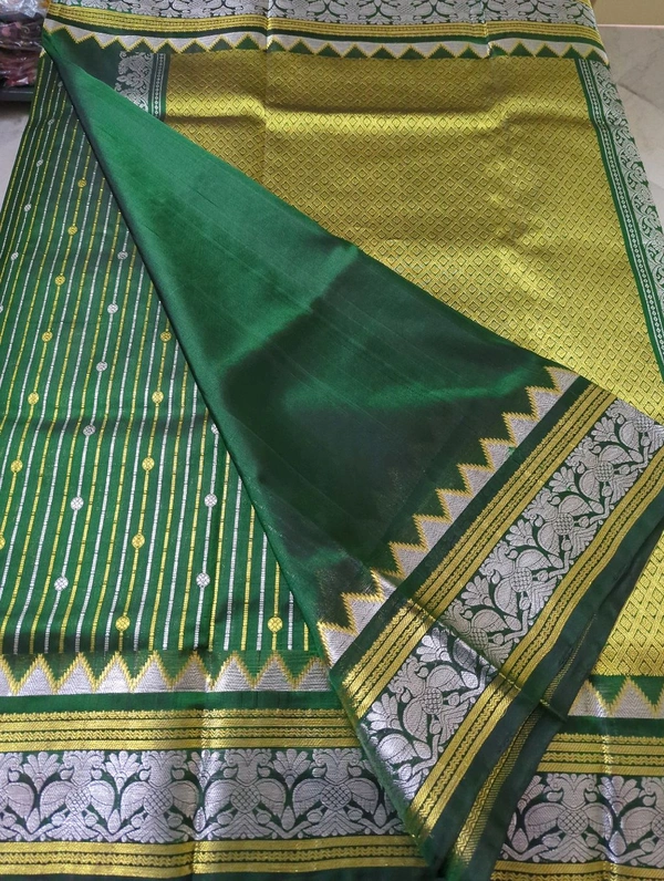 Pure Handloom Venkatagiri Pattu Bridal  - green