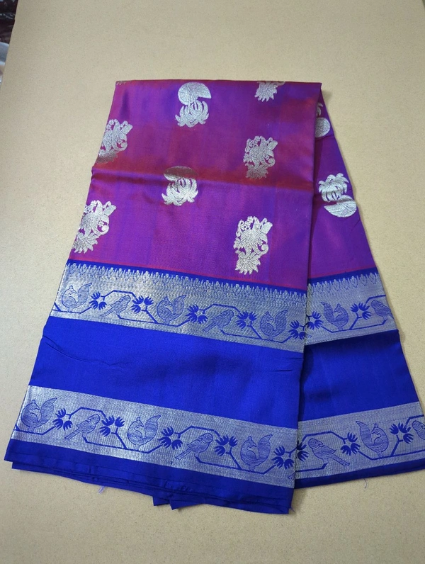 Pure Handloom Venkatagiri Pattu  - Dark Blue