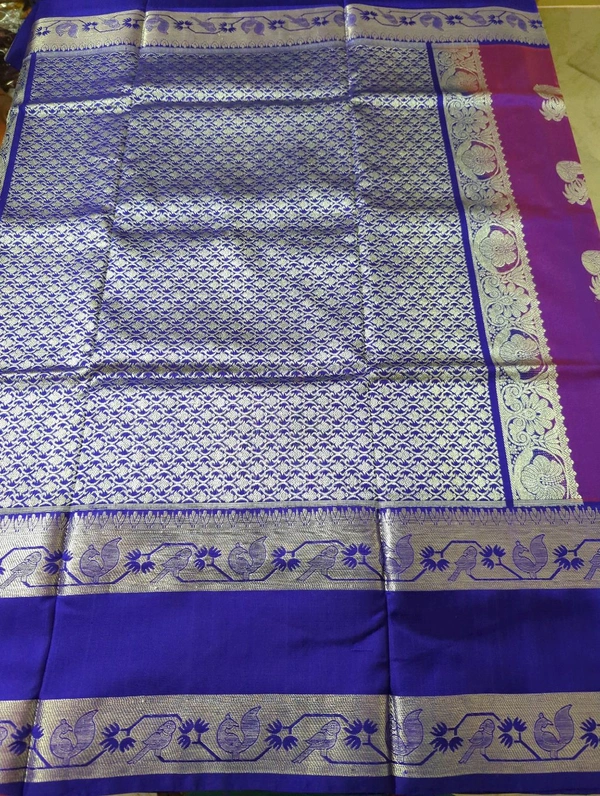 Pure Handloom Venkatagiri Pattu  - Dark Blue