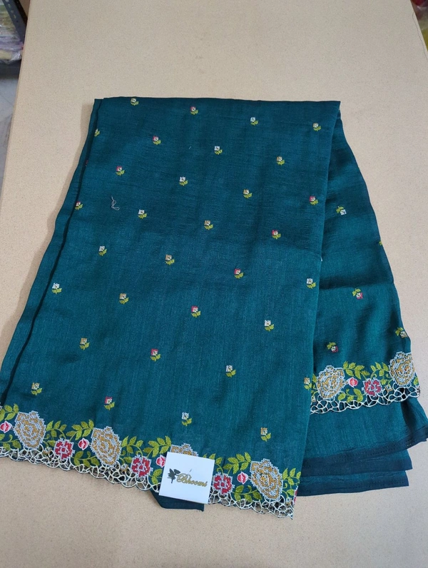 Pure Vichitra Silk - Blue Stone