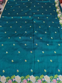 Pure Vichitra Silk - Blue Stone