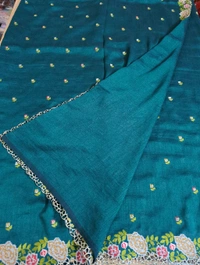 Pure Vichitra Silk - Blue Stone