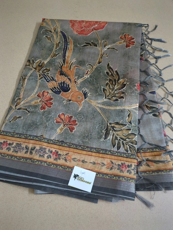 Soft Tusser With Pita Work  - Gray