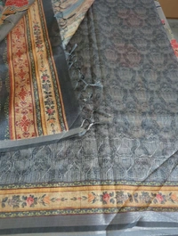 Soft Tusser With Pita Work  - Gray