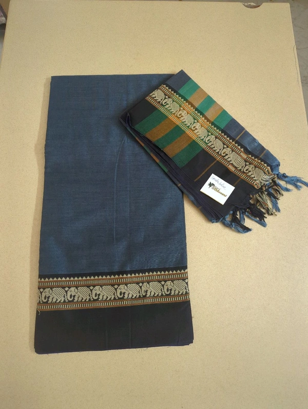 Pure Handloom Narayanapet - smoke blue 2