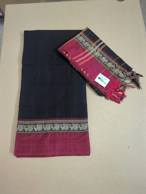 Pure Handloom Narayanapet - black and red 7