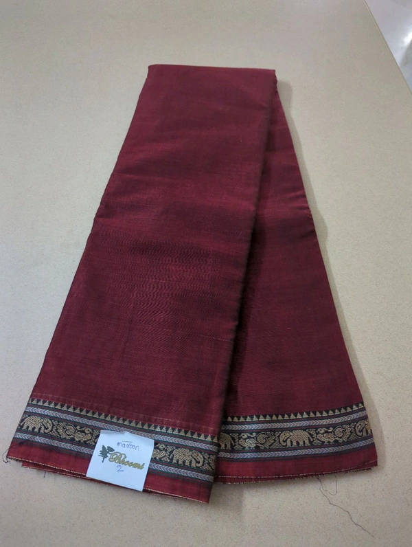 Pure Handloom Narayanapet-Elephant Designing - Maroon 2