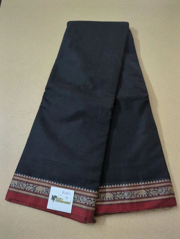 Pure Handloom Narayanapet-Elephant Designing - Black 4