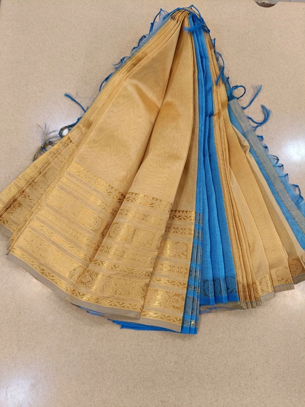Pure Handloom Mangalagiri Pattu - Bone
