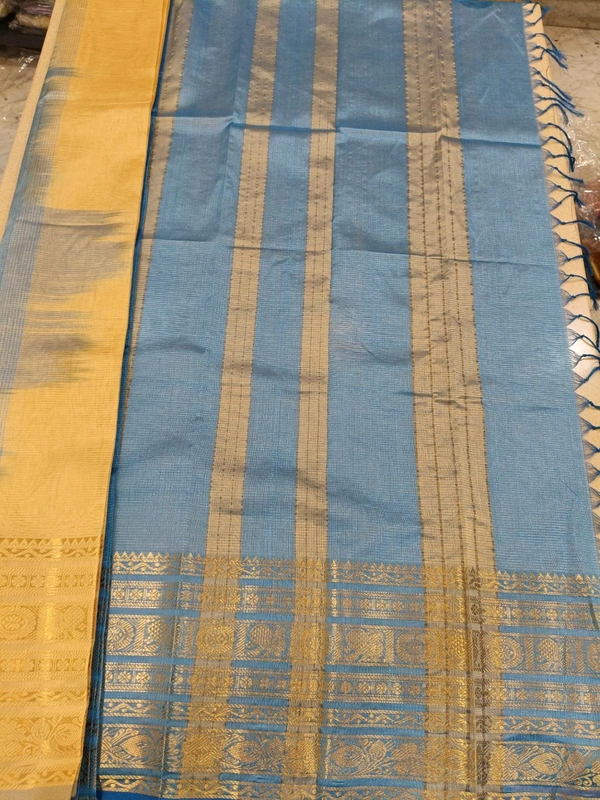 Pure Handloom Mangalagiri Pattu - Bone