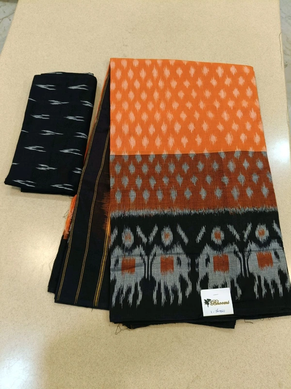 Pure Mercirised Pochampalli Cotton - Orange 1