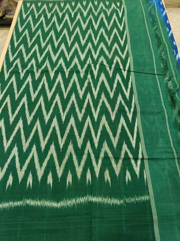 Pure Mercirised Pochampalli Cotton - Blue with green -2