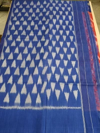 Pure Mercirised Pochampalli Cotton - red with blue 6
