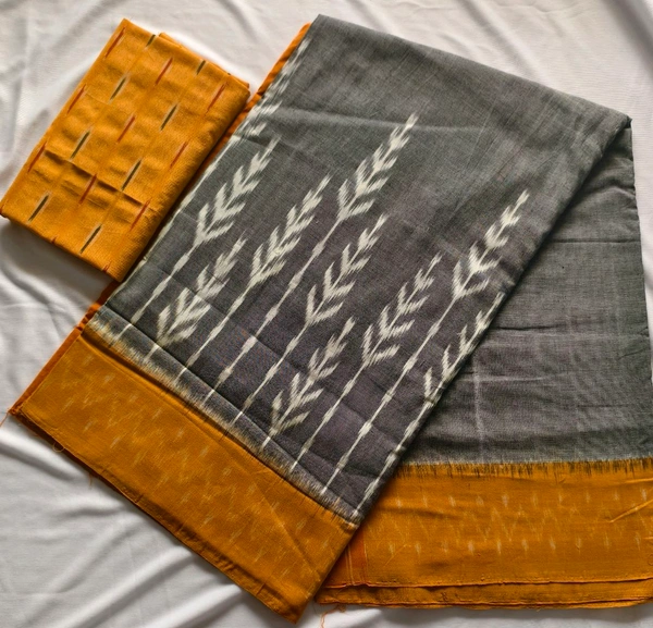 Pure Mercirised Ikkat Cotton - Gray