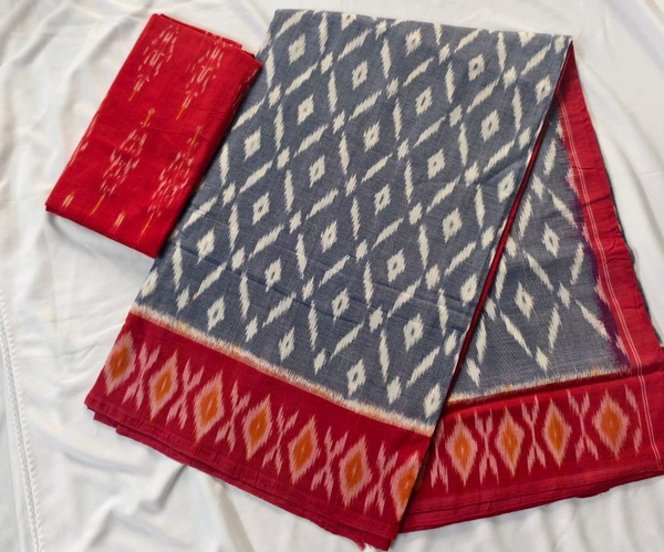 Pure Mercirised Ikkat Cotton - cement