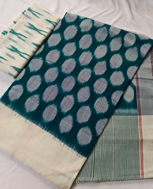Pure Mercirised Ikkat Cotton - green