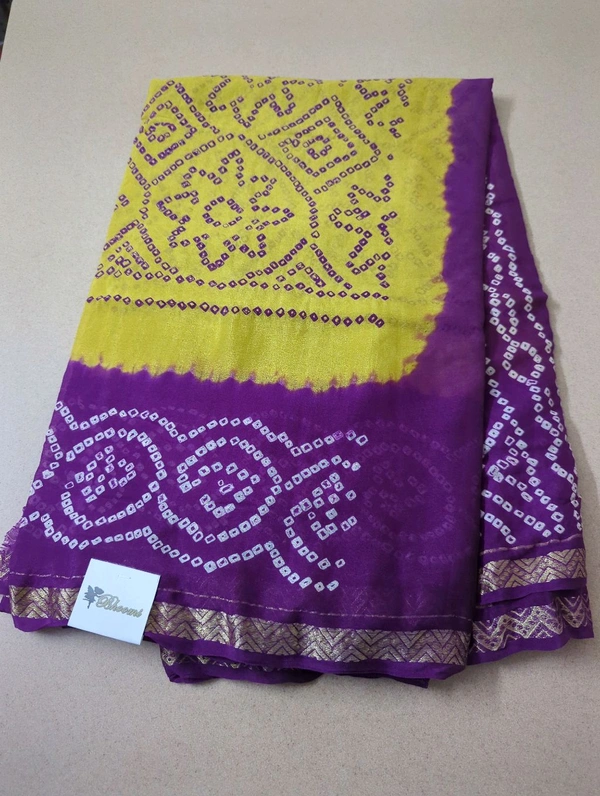 Pure Handloom Chiffon Bandhini - Purple