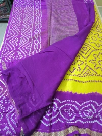 Pure Handloom Chiffon Bandhini - Purple