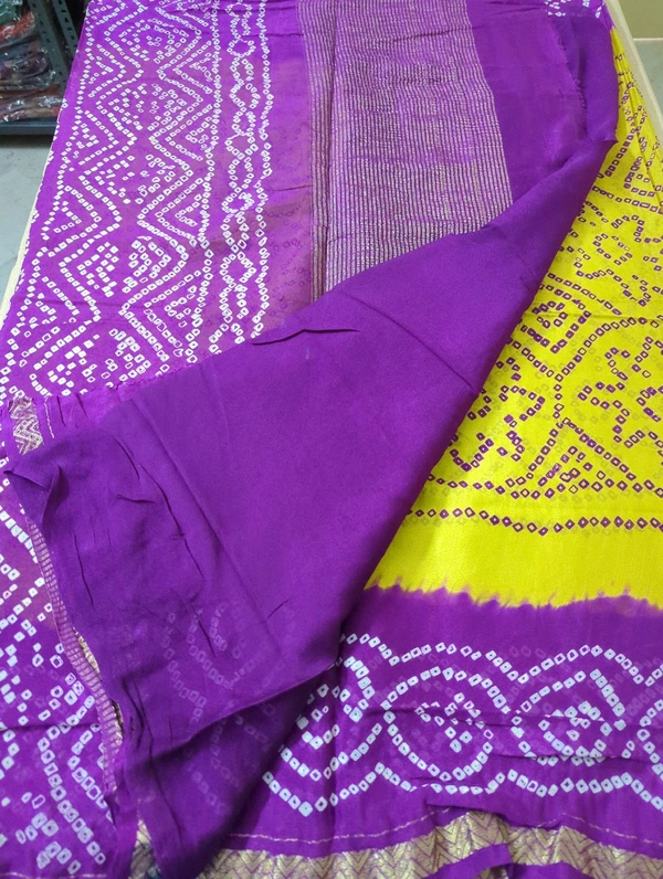 Pure Handloom Chiffon Bandhini - Purple