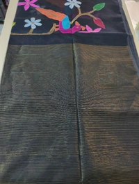 Pure Handloom Muslin Jamdhani - Black