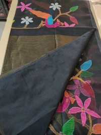 Pure Handloom Muslin Jamdhani - Black