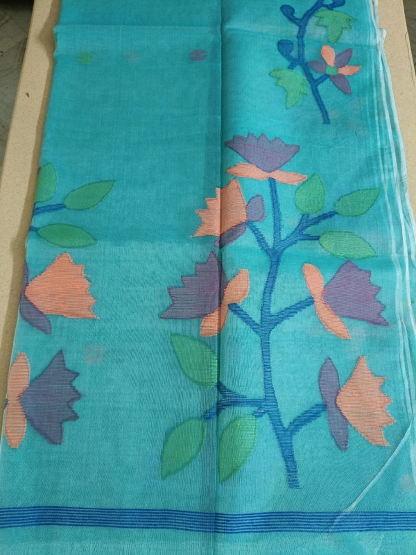 Pure Handloom Muslin Jamdhani - sky blue