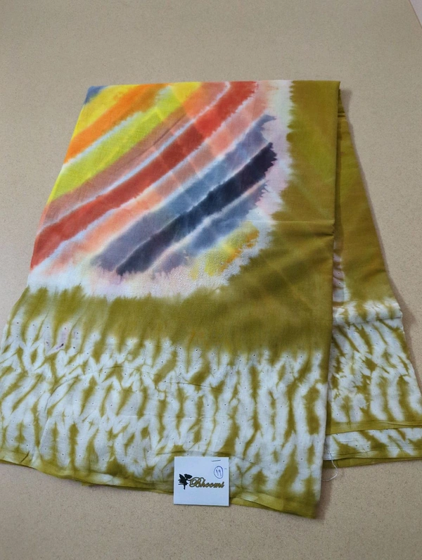 Pure Cotton Bhandhej Rainbow - White 19