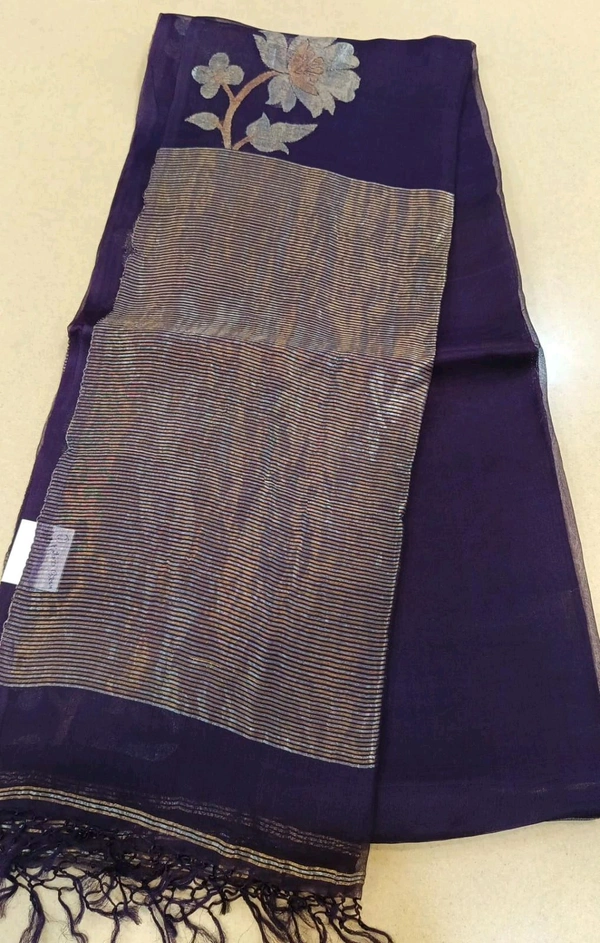 Pure Handloom Designs Organza  - violet 2
