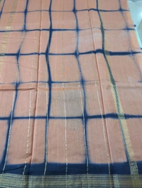 Pure Maheswari Block Print  - Navy Blue