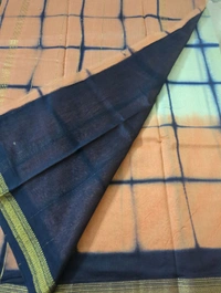 Pure Maheswari Block Print  - Navy Blue