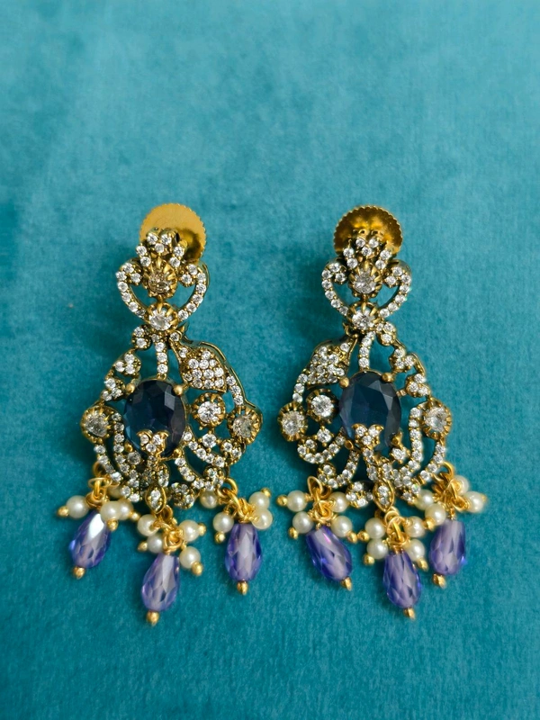 Victorian Pendant With Earrings  - Pigment Indigo, vz