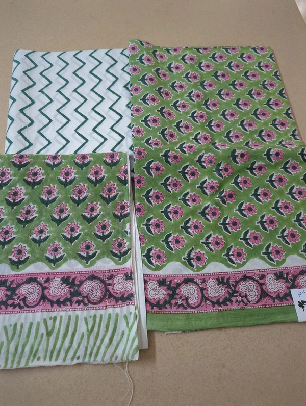 Block Printed Pure Cotton Suit With Mul Mul Dupatta - White 6