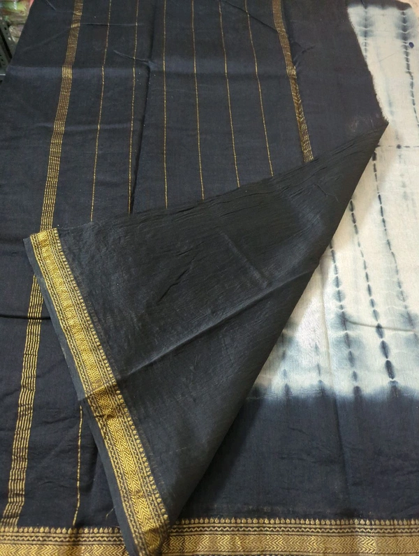 Pure Maheswari Block Print  - Black