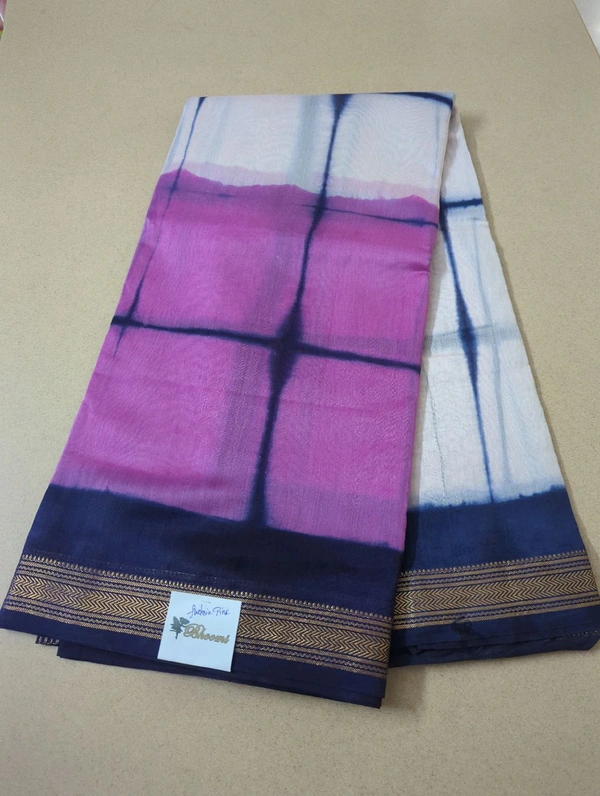 Pure Maheswari Block Print  - Fuchsia Pink