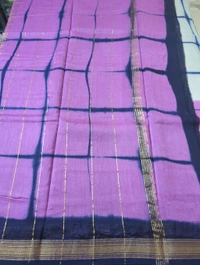 Pure Maheswari Block Print  - Fuchsia Pink