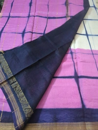 Pure Maheswari Block Print  - Fuchsia Pink