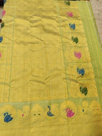 Pure Handloom Gadwal Pattu With Meenakari - Green
