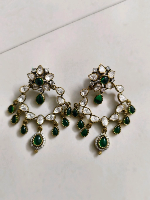 Mossanite Earrings  - Green, vz